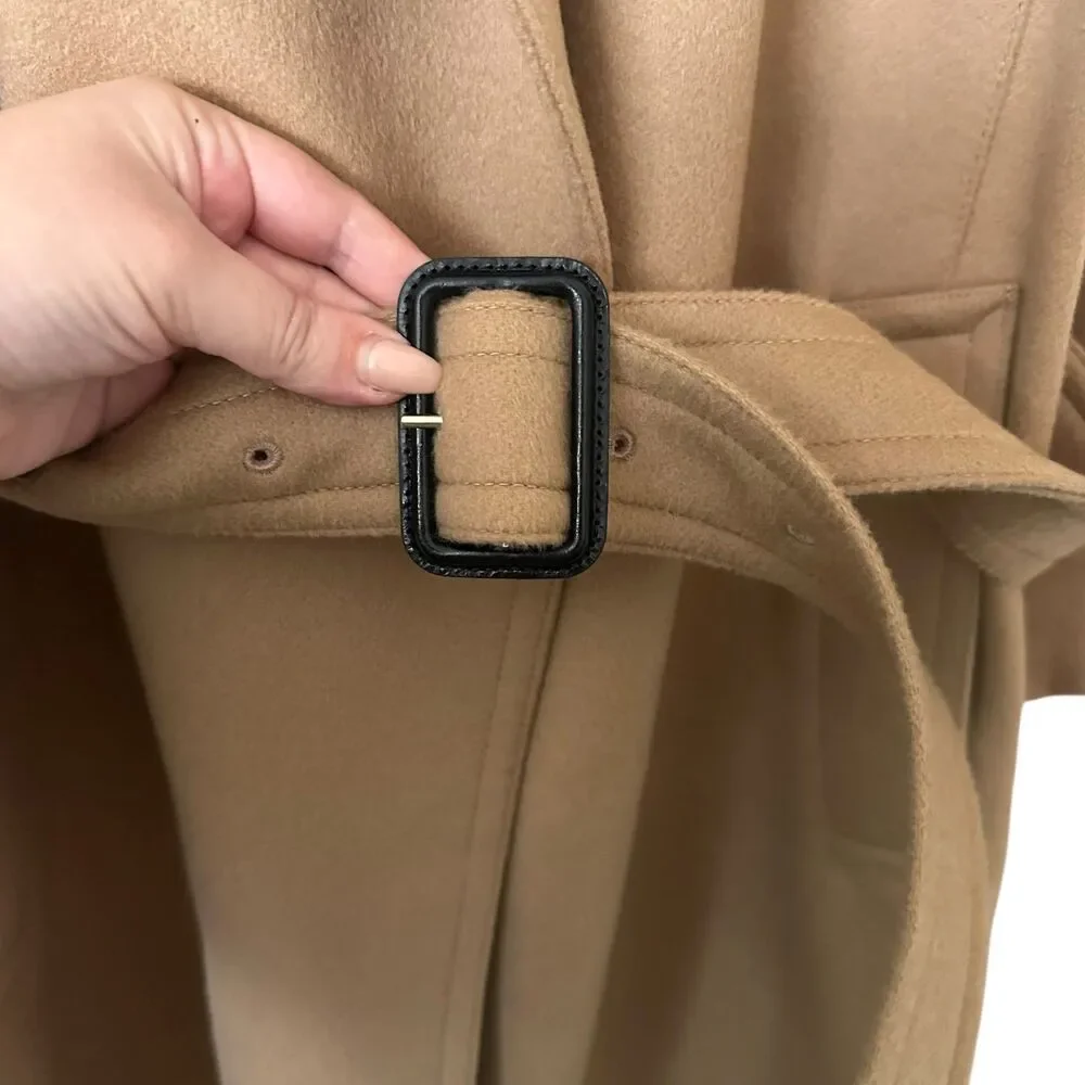 BURBERRY Wool Cashmere Trench‎ Coat Camel Sz 4